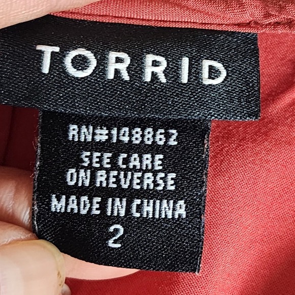 Torrid Floral Embroidered Cami Top Women’s Size 2 Rust Red Boho Romantic Plus - Picture 3 of 9